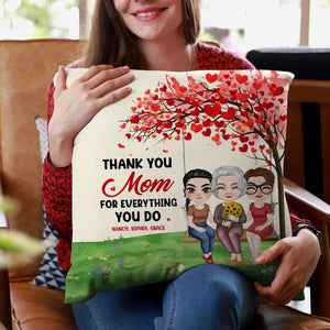 Thank You Mother's Day, Mom And Children Personalized Square Pillow - Pillow - GoDuckee