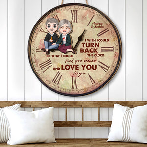 I Wish I Could Turn Back The Clock, Old Couple Back In Time - Wood Sign - GoDuckee
