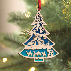 Christmas Nativity of Jesus 2 Layered Wooden Ornament - Ornament - GoDuckee