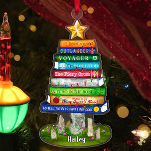 Stack Of Books, Personalized Book Ornament, Gift For Book Lovers - Ornament - GoDuckee