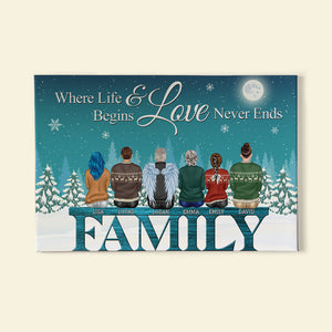 Where Life Begins & Love Never Ends Personalized Heaven Canvas Print, Gift For Family - Poster & Canvas - GoDuckee