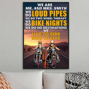 Personalized Biker Couple Poster - Live To Ride Ride to Live - Marriage Chapter - Highway Background - Poster & Canvas - GoDuckee