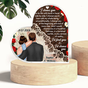 I Choose You, Personalized Heart Shaped Acrylic Plaque, Gift For Couple - Decorative Plaques - GoDuckee
