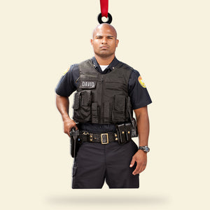 Custom Police Photo Ornament, Christmas Tree Decor - Ornament - GoDuckee