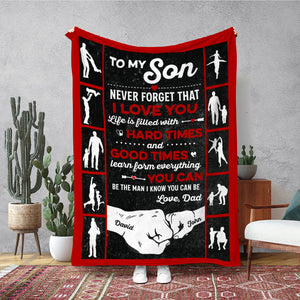 Never Forget That I Love You Personalized Blanket, Father And Son Gift - Blanket - GoDuckee