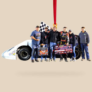Custom Photo Dirt Track Racing Family Ornament, Christmas Tree Decor, Gift For Racer - Ornament - GoDuckee