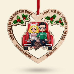 Personalized Christmas Couple Ornament - God Blessed The Broken Road That Led Me Straight To You - Christmas Tree Decor - Ornament - GoDuckee