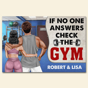 Personalized Gym Couple Doormat - If No One Answers Check The Gym - Doormat - GoDuckee