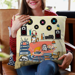 Personalized Gifts For Cat Lovers, Custom Vinyl Record Room Pillow - Pillow - GoDuckee