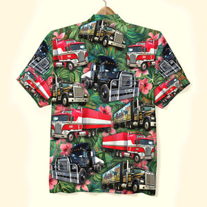 Trucker Hawaiian Shirt, Gift For Trucker Lovers, Tropical Pattern - Hawaiian Shirts - GoDuckee