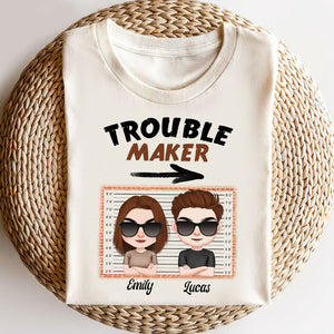 Trouble Maker Partner In Crime Personalized Couple Shirt, Gift For Couple - Shirts - GoDuckee