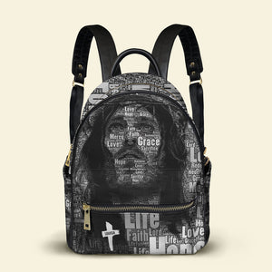 Life-Faith-Lord Personalized Jesus PU Backpack - Leather Bag - GoDuckee