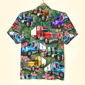 Custom Trucker Hawaiian Shirt, Gift For Trucker Lovers, Tropical Pattern F - Hawaiian Shirts - GoDuckee