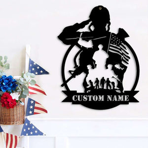 Home of The Free Because of The Brave, Personalized Metal Sign, Military Gifts - Metal Wall Art - GoDuckee