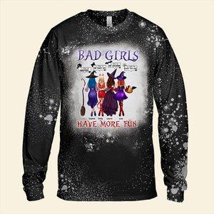Personalized Witch Besties Bleached T-shirt, Bad Girls Have More Fun - Shirts - GoDuckee