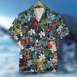 S. W. Hawaiian Shirt - Blue Flower Pattern - Hawaiian Shirts - GoDuckee