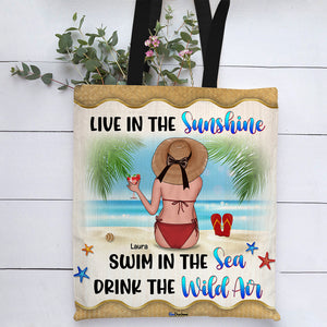Personalized Summer Girl Tote Bag, Sunshine Sea Wild Air, Sitting Girl - Tote Bag - GoDuckee