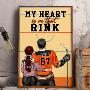 Personalized Hockey Couple Poster - My Heart Is On That Rink - Couple Shoulder to Shoulder - Poster & Canvas - GoDuckee