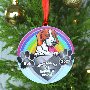 Personalized Dog/Cat Memorial Ornament, Wait For Me At Rainbow Bridge - Ornament - GoDuckee