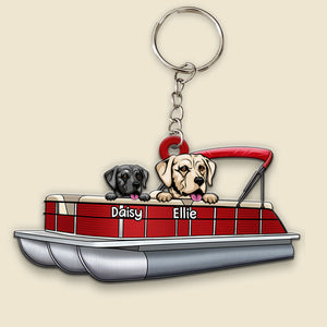 Dog On The Pontoon Personalized Pontoon Dog Keychain Gift For Dog Lovers, Pontoon Lovers - Keychains - GoDuckee