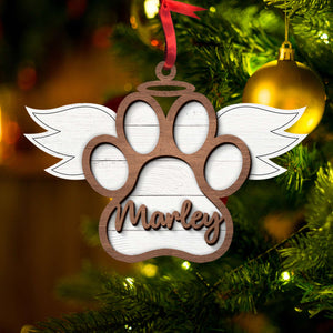 Personalized Puppy Paw Wood Ornament, Christmas Tree Decoration - Ornament - GoDuckee