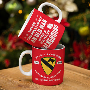 Military Never Underestimate An Old Man With A Military Background - Personalized White Edge-to-Edge Mug - Military Gift with Customized Logo - Coffee Mug - GoDuckee