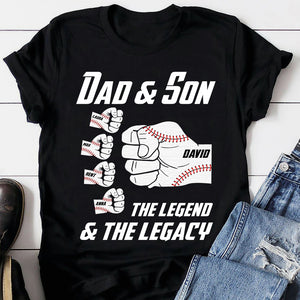 Dad and Son - The Legend & The Legacy, Personalized Shirts, Father's Day Gifts for Baseball Dad - Shirts - GoDuckee