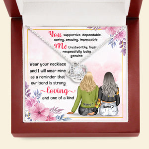 Friends Loving As One Of A Kind - Personalized Love Knot Necklace - Gift for Friends - Sitting Friends - Jewelry - GoDuckee