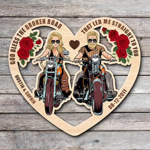 God Bless The Broken Road That Led Me Straight To You, Personalized Wood Art, Gift for Him/Her - Wood Sign - GoDuckee