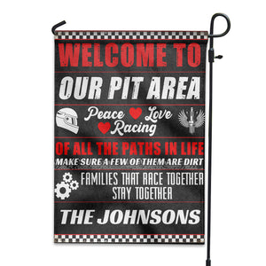 Personalized Gifts Ideas For Racing Lovers, Welcome To Our Pit Area Custom Flag - Flag - GoDuckee