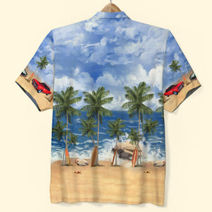 Custom Classic Car Photo Hawaiian Shirt, Beach Pattern, Summer Gift (Up To 5 Photos) - Hawaiian Shirts - GoDuckee