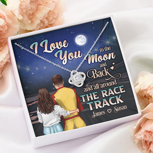Personalized Racing Couple Love Knot Necklace - Love You To The Moon and Back Message Card - Jewelry - GoDuckee