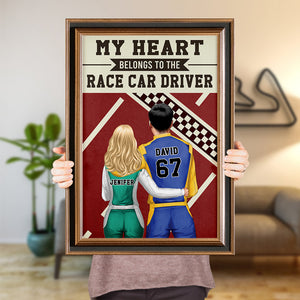 Personalized Racing Couple Poster - My Heart Belongs To The Center - Couple Shoulder to Shoulder - Poster & Canvas - GoDuckee
