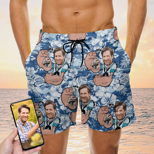 Custom Photo Hawaiian Shirt, Aloha Shirt and Mens Beach Shorts - Military Background - Hawaiian Shirts - GoDuckee