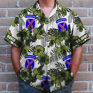 Military Personalized Hawaiian Shirt with Floral Pattern and Custom Military Unit - Military Gifts - Hawaiian Shirts - GoDuckee
