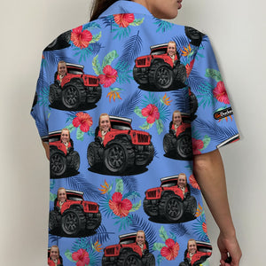Car And Flower Background - Custom Photo Hawaiian Shirt, Aloha Shirt - Hawaiian Shirts - GoDuckee
