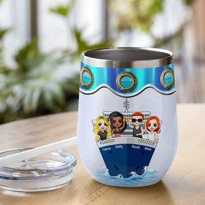 Personalized Cruising Friends Wine Tumbler - Warning We Have The Drink Package - Wine Tumbler - GoDuckee