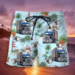 Custom Photo Hawaiian Shirt, Aloha Shirt and Mens Beach Shorts - Truck With Summer Background - Hawaiian Shirts - GoDuckee