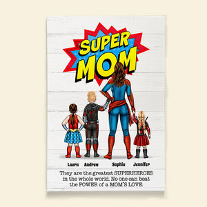 No One Can Beat Super Mom's Love, Personalized Canvas Poster, Mother's Day Gift For Mom - Poster & Canvas - GoDuckee