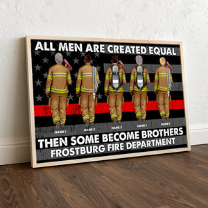 Personalized Firefighter Brother & Sister Poster - All Men Are Created Equal - Thin Red Line Flag - Poster & Canvas - GoDuckee