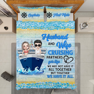 Husband And Wife Cruising Partners For Life Personalized Cruising Couple Quilt Bed Set - Blanket - GoDuckee