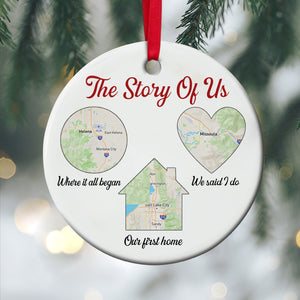 The Story Of Us Personalized Couple Ornament, Custom Love Map - Ornament - GoDuckee