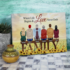 Where Life Begins And Love Never Ends Personalized Family Canvas Print, Gift For Family - Poster & Canvas - GoDuckee