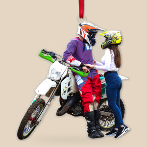 Custom Motocross Couple Ornament, Christmas Tree Decor - Ornament - GoDuckee