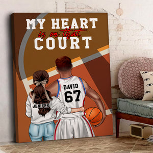 Personalized Basketball Couple Poster - My Heart Is On That Field - Couple Shoulder to Shoulder - Poster & Canvas - GoDuckee