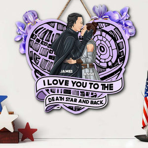 Couple Love You To The Planet And Back, Personalized Space Couple Wood Sign - Wood Sign - GoDuckee