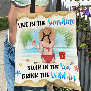 Personalized Summer Girl Tote Bag, Sunshine Sea Wild Air, Sitting Girl - Tote Bag - GoDuckee