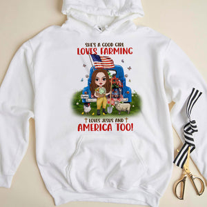 She's A Good Girl Loves Farming Personalized American Farmer Shirt Gift For Farming Lovers - Shirts - GoDuckee