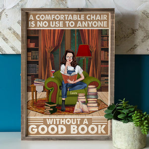 Personalized Reading Girl Poster - A Comfortable Chair Is No Use - Library Background - Poster & Canvas - GoDuckee