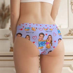 Take It Up, Custom Couple Boxer Briefs Underwear, Gift For Couple, Heart Pattern - Boxer Briefs - GoDuckee